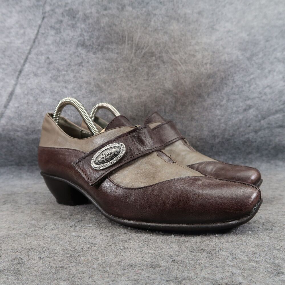 Fidji Shoes Womens 38 Pump Slip On Leather Adjustable Strap Boho Fashion Comfort